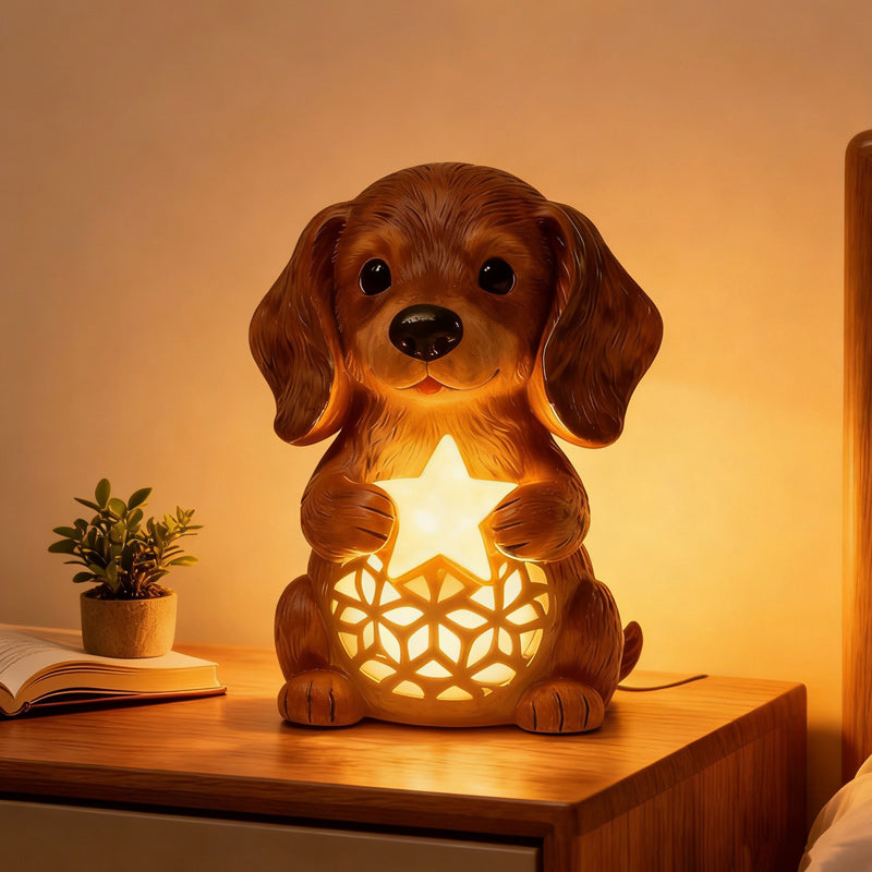 🎄🐶💡Kupte 1 a získejte 1 zdarma🔥Vánoční světelná socha psa, vánoční ozdoba na čepici, svítící dárková krabička, pryskyřičný vánoční dárek