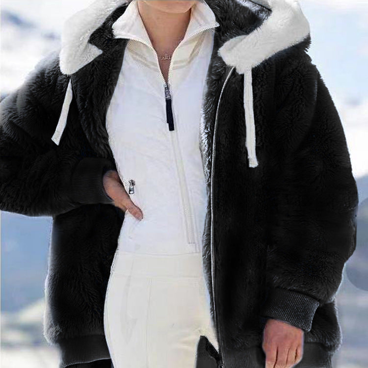 ❄️☃️[S-5XL] Ženska jakna 2026 s kontrastnimi črtami iz debele plišaste tkanine