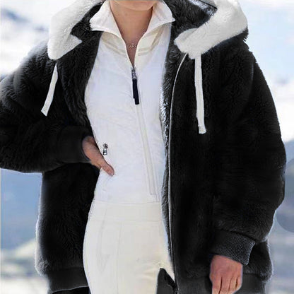 ❄️☃️[S-5XL] Ženska jakna 2026 s kontrastnimi črtami iz debele plišaste tkanine