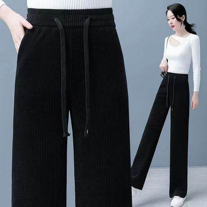 🔥【Kupite eno, dobite eno brezplačno】👖【40–110 kg】✅Nove žametne hlače s širokimi hlačnicami, zelo udobne za nošenje.