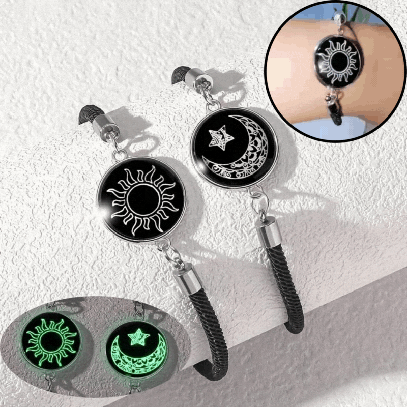 【📢Η χαμηλότερη τιμή για περιορισμένο χρονικό διάστημα】🎁💖Σετ 2 βραχιολιών με τον Ήλιο και τη Σελήνη: λαμπερά κοσμήματα για ζευγάρια σε σχέση εξ αποστάσεως.