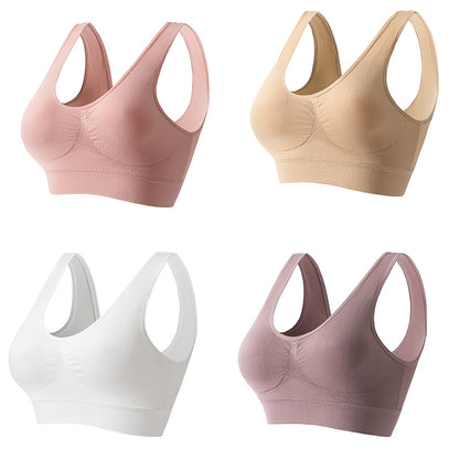 【4 артикула】【S-5XL】Секси сутиен с повдигащ механизъм без банели и големи размери