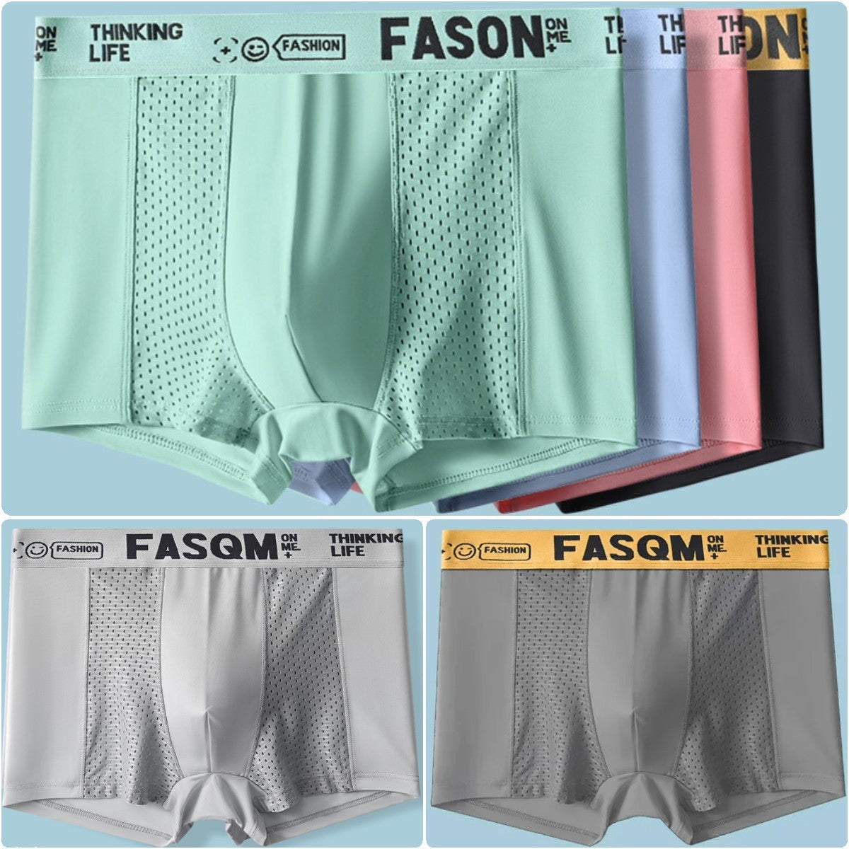 🔥【Vásárolj 3-ot, kapsz 3-at ingyen】Légáteresztő, hálós Ice Silk férfi boxeralsó. Rugalmas, kényelmes és lélegző.-4172187