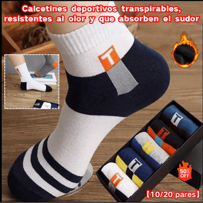 🧦Kúpte 10 kusov a získajte 10 kusov zadarmo【10/20 párov】Pánske priedušné, odolné voči zápachu a absorbujúce pot športové ponožky