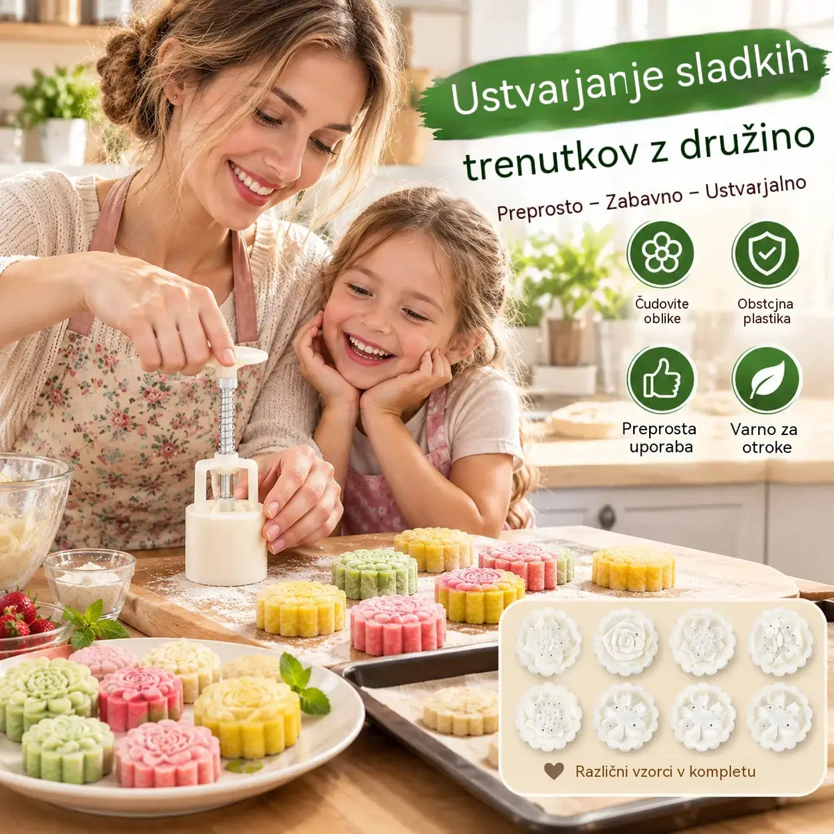 【1 modelček s 4 cvetlicami】✨😍Komplet modelčkov za ročno stiskanje testa, kreativni modeli za peko