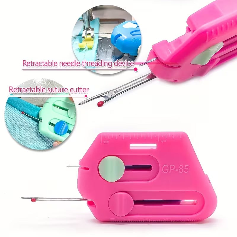 Magnetické pravítko na prošívání 3 v 1 s otvírákem švů a navlékačem nitě | Silná magnetická kontrola okrajů, značky na pravítku (lze použít na domácích i průmyslových šicích strojích)