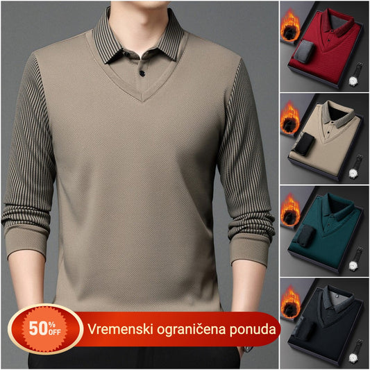 【M-4XL】Dvodijelna POLO majica s lažnim prugama