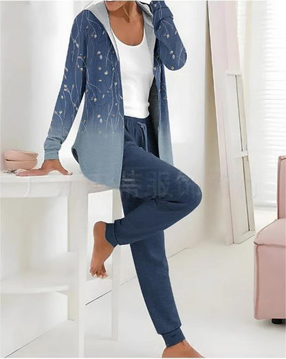 🏆️ Бестселър дамски дрехи 🔥 Нов двукомпонентен сет с принт (блуза с дълъг ръкав + дълъг панталон)