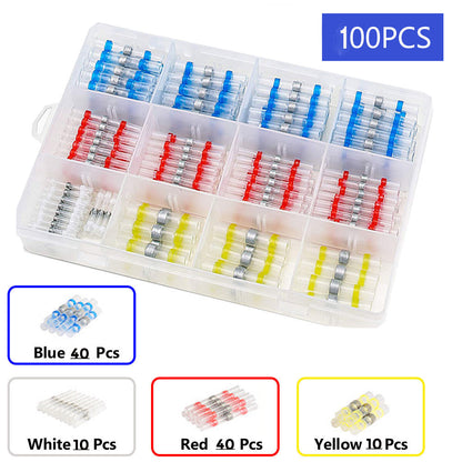 【100 τεμάχια】 Πολυλειτουργικό χιτώνιο στεγανοποίησης επισκευής θραύσης καλωδίων, κιτ συρμάτινου συνδετήρα θερμικής συρρίκνωσης