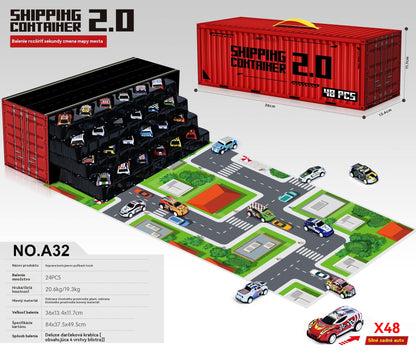 🎅Božična razprodaja - 50 % popust🎁 48 mini avtomobilčkov z zložljivim zadkom in vgrajeno garažo