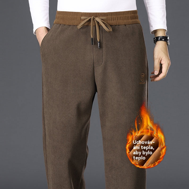 💥Ανδρικό Casual Παντελόνι με Φλις Επένδυση σε Μεγάλα Μεγέθη για Φθινόπωρο και Χειμώνα