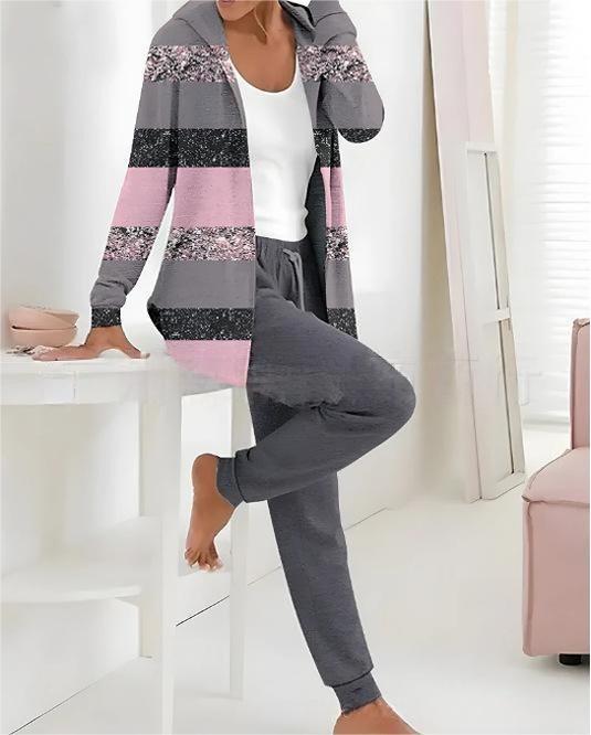 🏆️ Бестселър дамски дрехи 🔥 Нов двукомпонентен сет с принт (блуза с дълъг ръкав + дълъг панталон)