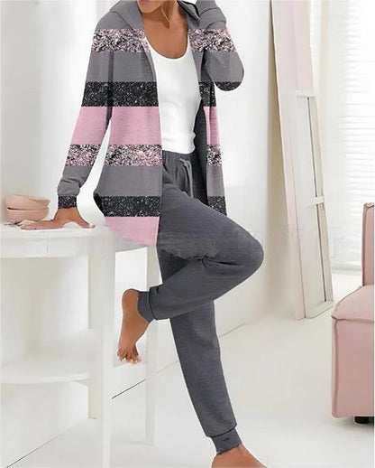 🏆️ Бестселър дамски дрехи 🔥 Нов двукомпонентен сет с принт (блуза с дълъг ръкав + дълъг панталон)