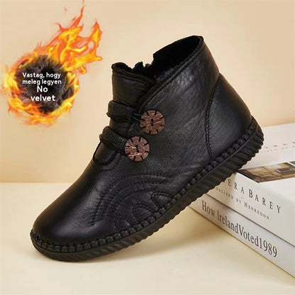 💥【Népszerű termék – 40% kedvezmény】Női bőr, pamut, csúszásmentes, kézzel készített cipők őszre és télre