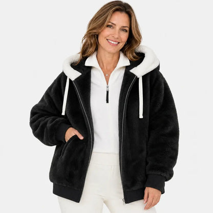 ❄️☃️[S-5XL] Ženska jakna 2026 s kontrastnimi črtami iz debele plišaste tkanine