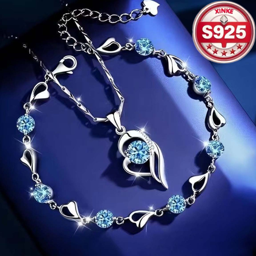 【✨Náramok + náhrdelník】💎Súprava náramku zo striebra 925 + náhrdelník Heart of the Ocean
