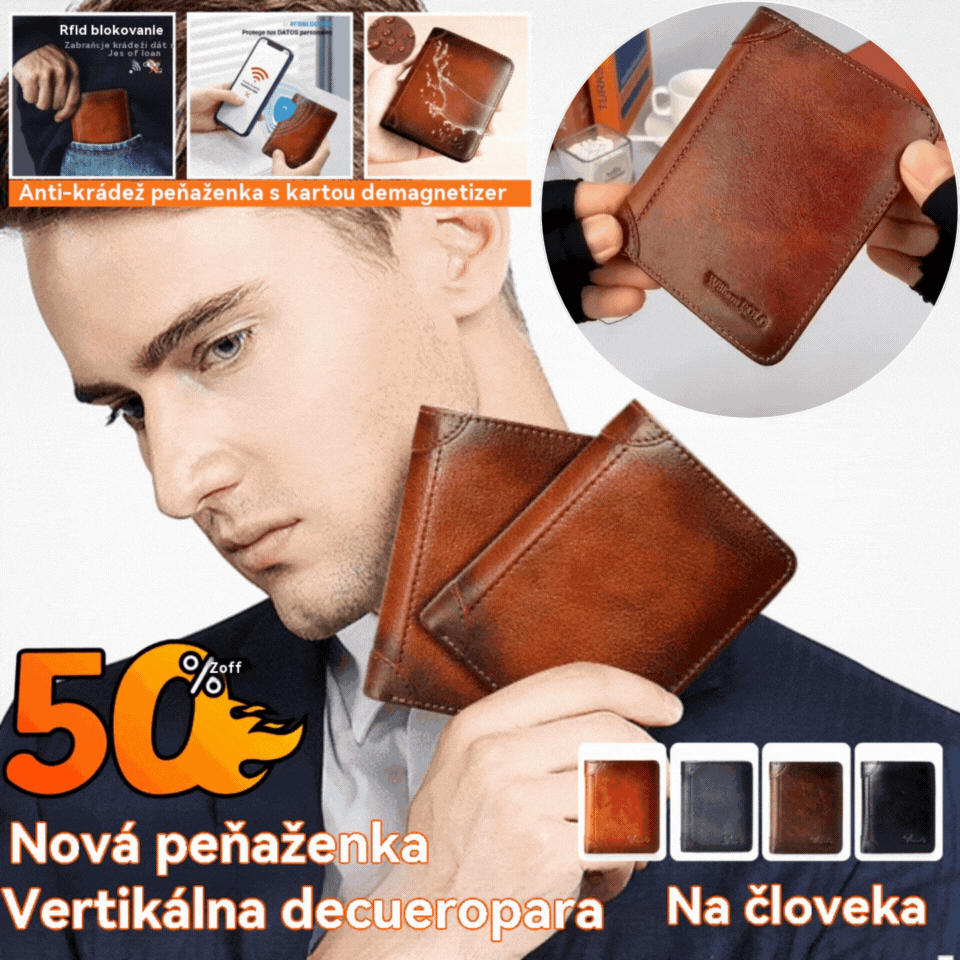 【50%OFF】 👝✨ Nová pánska peňaženka z pravej kože s ochranou proti krádeži