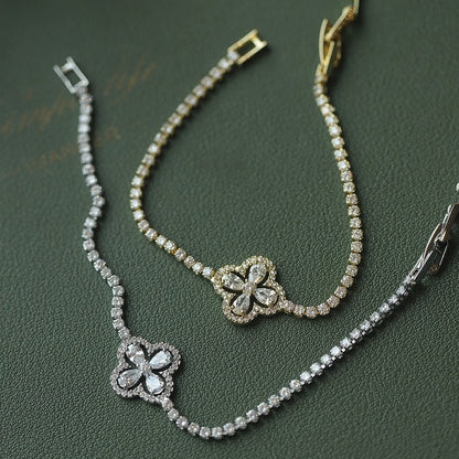 ✨Βραχιόλι με τετράφυλλο τριφύλλι, εξαιρετικά λαμπερό, βραχιόλι με διαμάντια, εξαιρετικά πολυτελές και μοναδικό