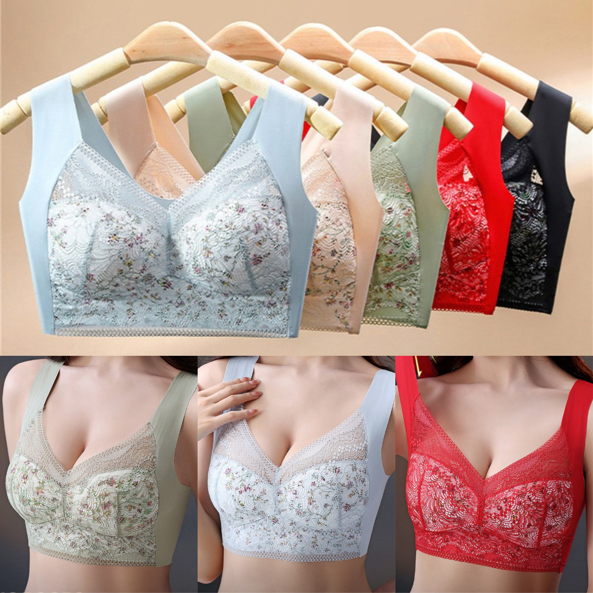 🔥【Akcija – Popust do 50%!】💕【3 komada】Bešavni grudnjak od ledene svile velike veličine, prozračan i podesiv