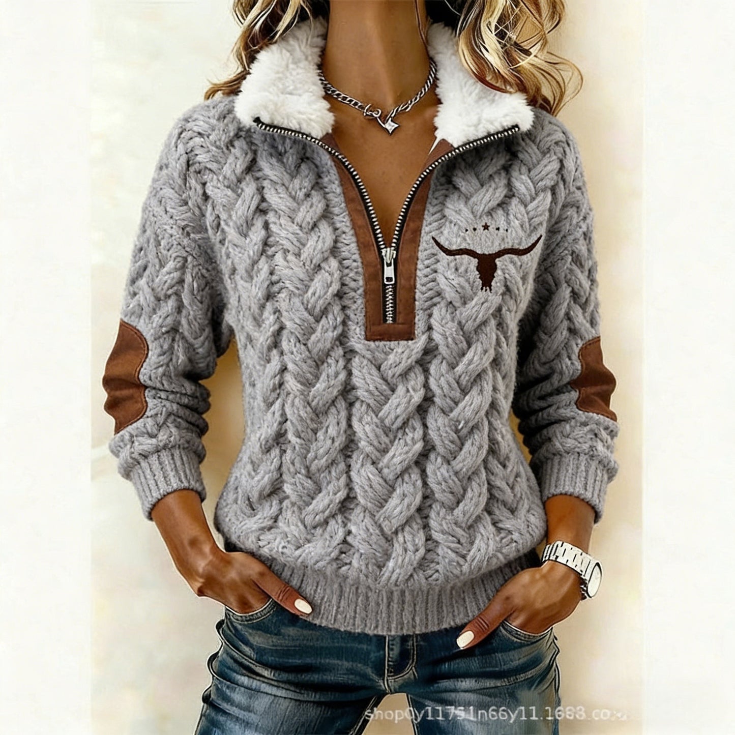 Iznenađenje u ograničenom roku: 50% popusta!🔥🔥 Majica dugih rukava s printom i krznenim kardiganom