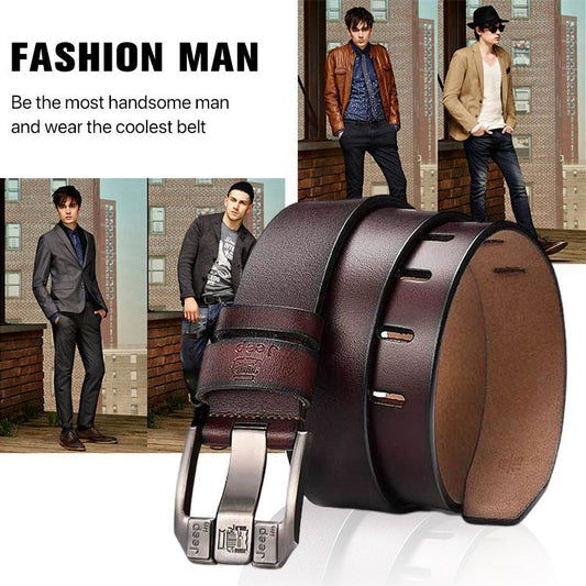 Υψηλής ποιότητας ρετρό ανδρική ζώνη, ζώνη τζιν με αγκράφα από γνήσιο δέρμα, απλή και μοντέρνα αγκράφα, επιλεγμένο δέρμα αγελάδας ενός στρώματος, ισχυρό και ανθεκτικό.