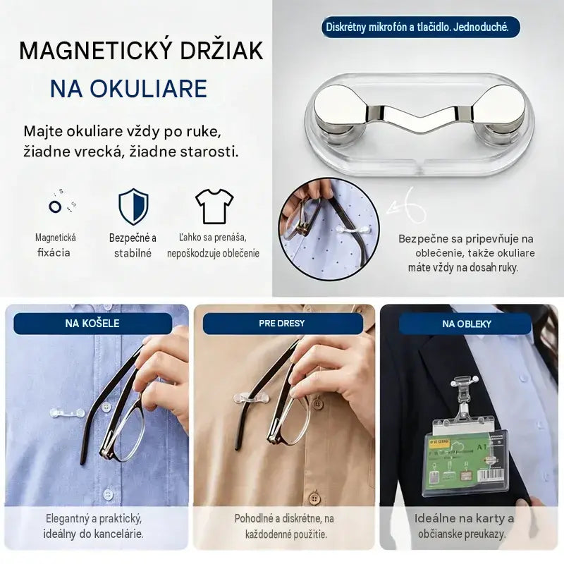 5 kus za 23 eur 🧷🧲 Magnetický držiak na okuliare, univerzálny vešiak na okuliare pre čitateľov, okuliare s modrým svetlom a slnečné okuliare, už žiadne stratené okuliare