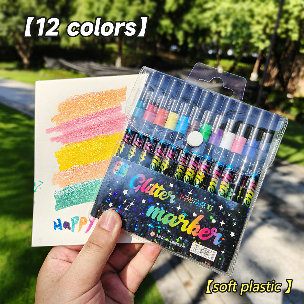 🔥✨️Σετ μαρκαδόρων με γκλίτερ διπλής όψης