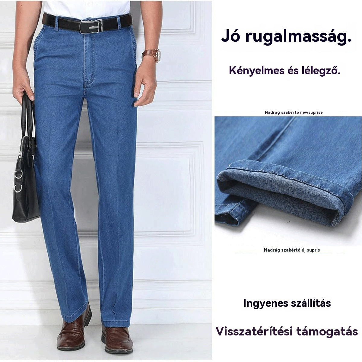 🔥👖【Limitált ajánlat – 40% kedvezmény】Új, rugalmas, lélegző, magas derekú férfi farmernadrág