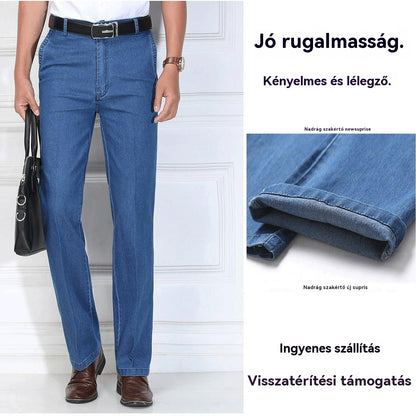 🔥👖【Limitált ajánlat – 40% kedvezmény】Új, rugalmas, lélegző, magas derekú férfi farmernadrág
