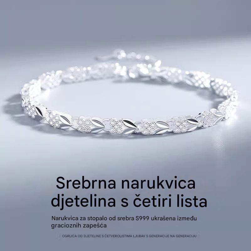 😀👉【Kupite jedan, dobijte jedan gratis】💖🍀Obožavam novu modernu narukvicu od 925 srebra s djetelinom za žene s četiri lista【30% popusta】