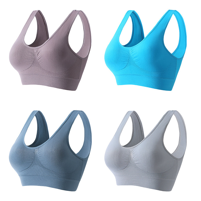 【4 артикула】【S-5XL】Секси сутиен с повдигащ механизъм без банели и големи размери