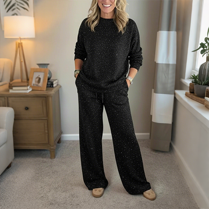 📢📢50% kedvezmény!🔥 Női két részből álló szett, amely egy öves pulóvert és egy nadrágot tartalmaz