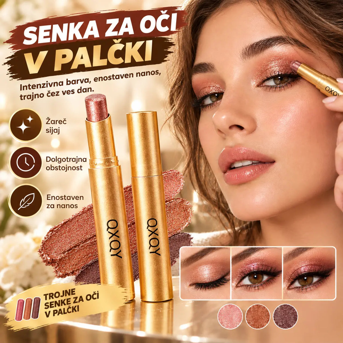 🔥【Kupite 1, dobite 1 gratis】 ✨Senčilo za oči v stiku 3 v 1 – takojšen lesk, lifting in dolgotrajna obstojnost 💄