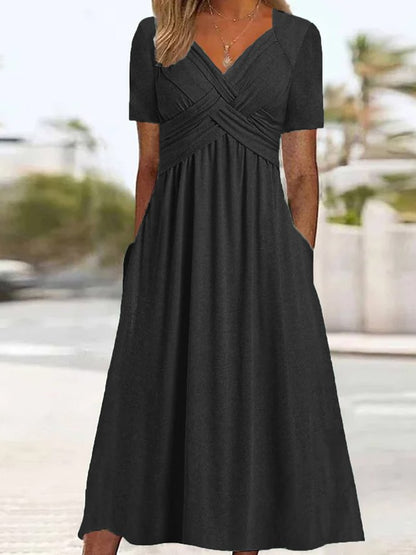 🔥🔥【50% OFF】🔥🔥👗【S-3XL】2025 jarné a letné nové jednofarebné módne jednoduché ležérne šaty