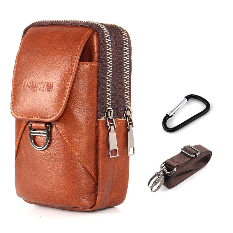 💰👜Чанта за кръста с портфейл от естествена кожа за мобилен телефон