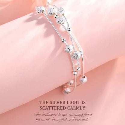 ✨Pulsera de cuentas de la suerte de plata 999 con diseño grabado