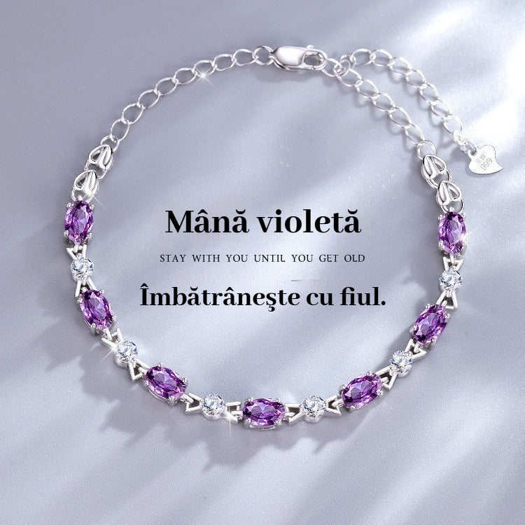 💞💜Сребърна гривна с аметист