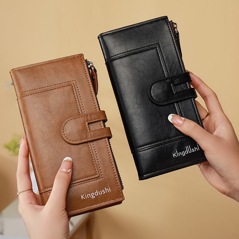 💰 Dámska retro originálna kožená priehradka na karty s dvojitým zipsom