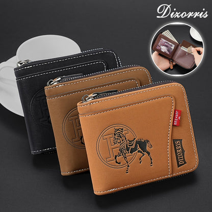 🔥🔥【Nuevo modelo 2026】Elegante cartera corta con cremallera de estilo retro para hombre