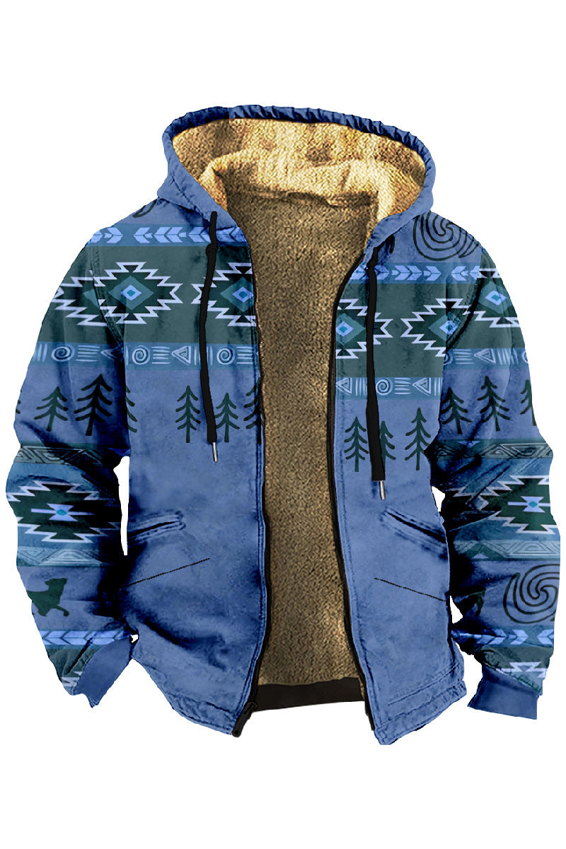 【S-4XL】Мъжката случайна есен и зима плюс дебело кадифено палто и топла качулка от агнешка вълна