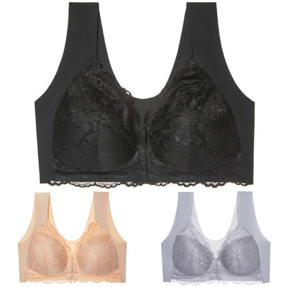 ✨【50%OFF】【3 kusov】Veľká sexy podprsenka s predným zapínaním bez oceľového krúžku, krásna spodná bielizeň na chrbte