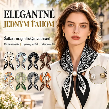 ✨ Šatka s magnetickým zapínaním a perlou — elegantné riešenie pre každodenný štýl, rýchle a bez viazania.