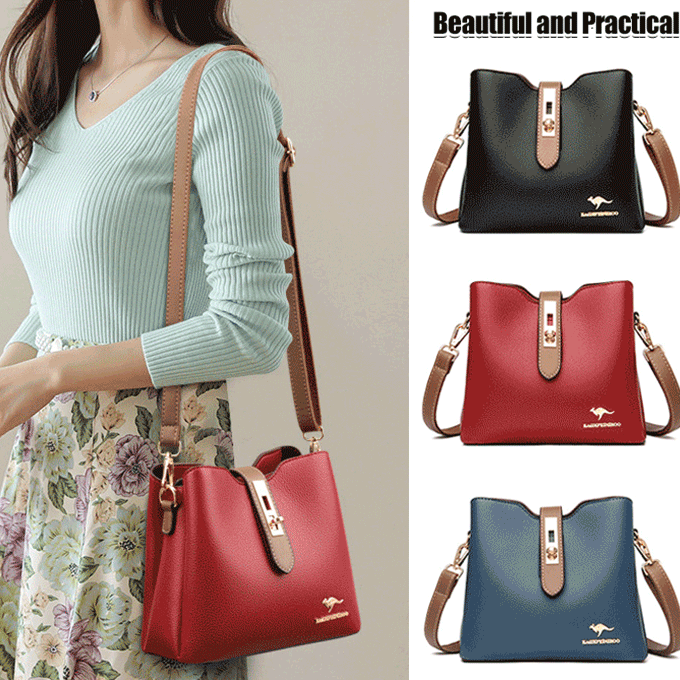 👜Чанта за през рамо от мека релефна кожа с голям капацитет