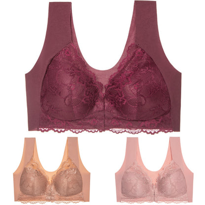 ✨【50%OFF】【3 kusov】Veľká sexy podprsenka s predným zapínaním bez oceľového krúžku, krásna spodná bielizeň na chrbte