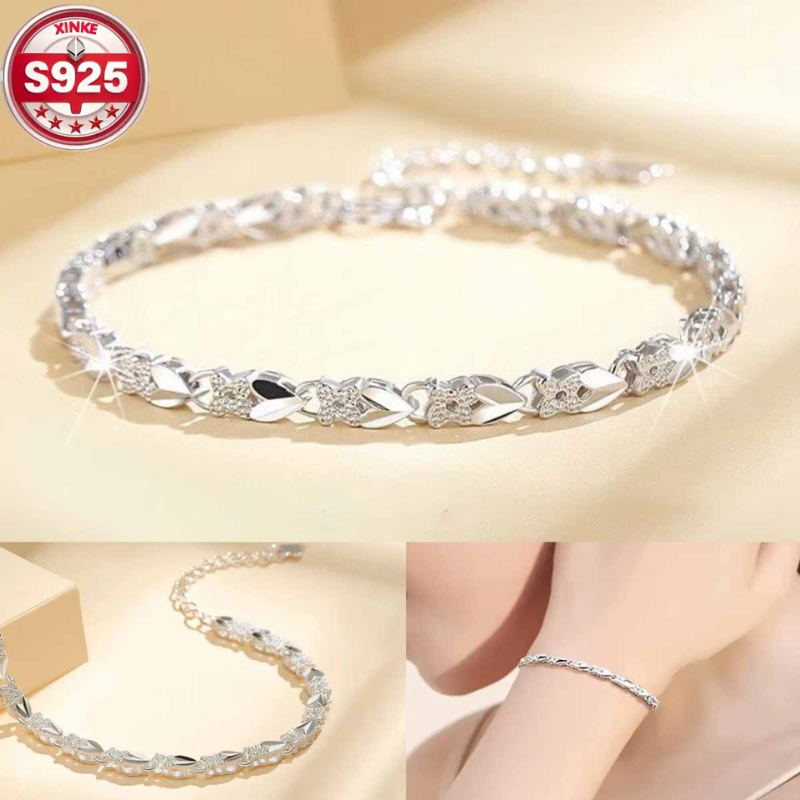 【Купете 1, вземете 1 безплатно】💖🍀Нова модна гривна от сребро 925 с четирилистна детелина за жени.