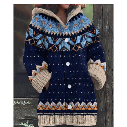 🤗🔥【S~5XL】✨Jesen/zima Nova elegantna barvita retro jakna s kapuco