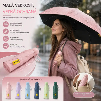 Prenosný dáždnik typu kapsula s dvojakým využitím