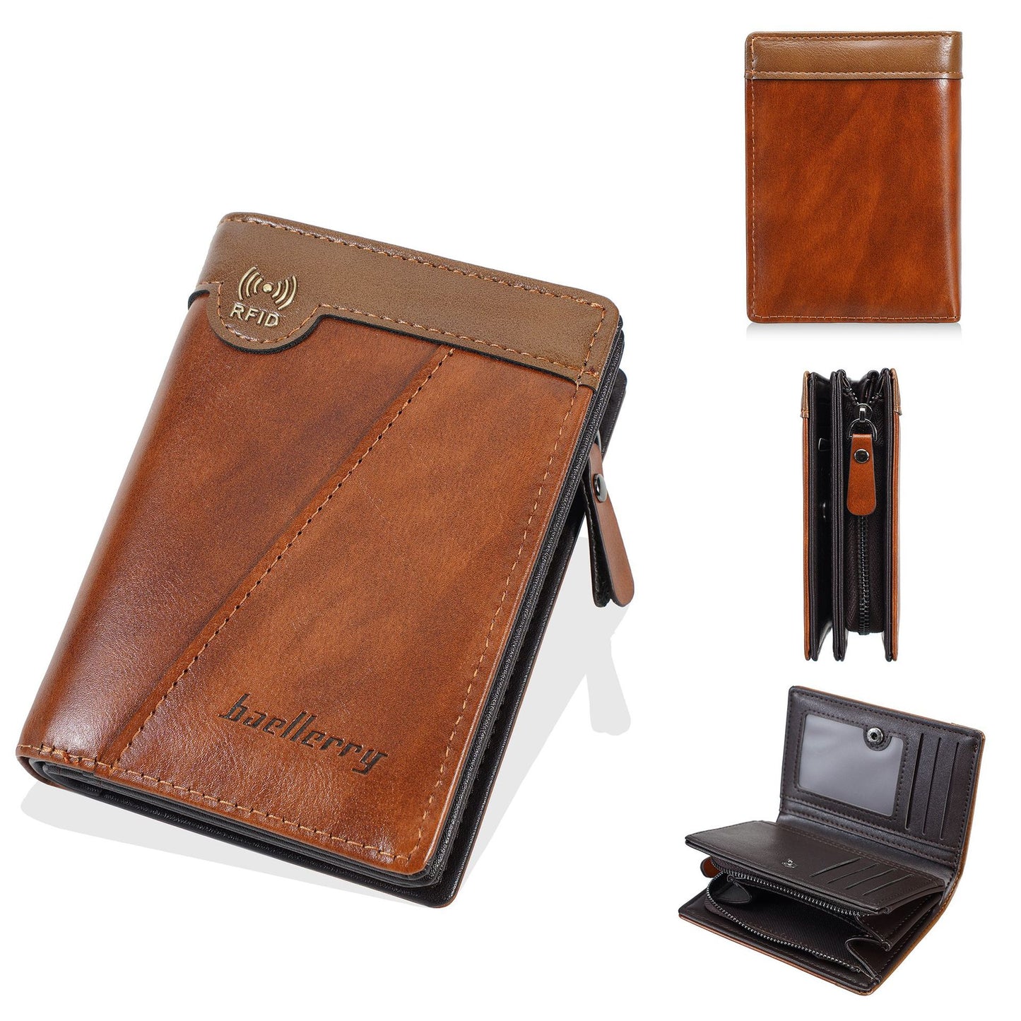 ✨Nowy, wysokiej jakości portfel męski w stylu retro z zamkiem błyskawicznym i funkcją antykradzieżową RFID.