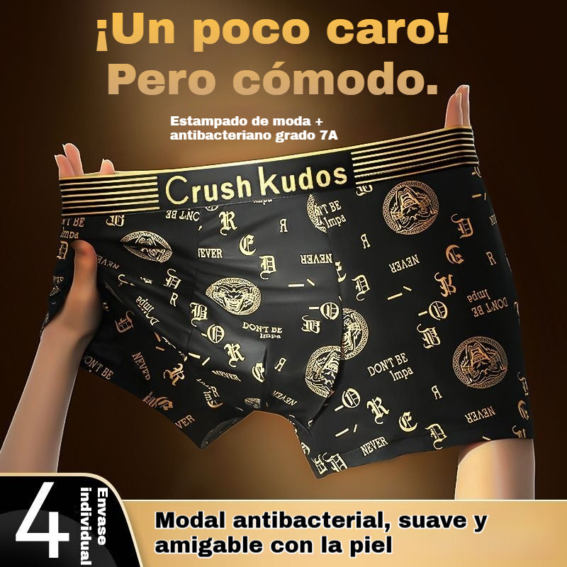 🔥【Kupte 4 a získejte 4 zdarma】🚹✅💥【40-140 kg】Pánské prodyšné spodní prádlo z ledového hedvábí, bezešvé pohodlné spodní prádlo, nadměrné velikosti, módní potisk