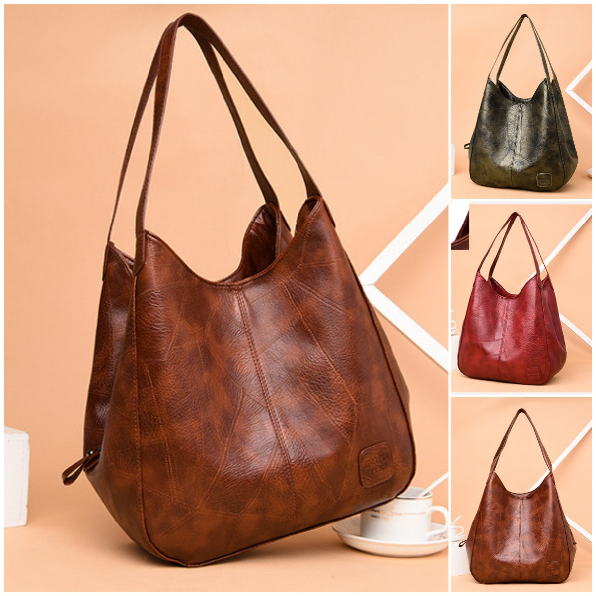 👜💖Nová veľkokapacitná taška cez rameno z mäkkej kože - všestranná módna dámska kabelka